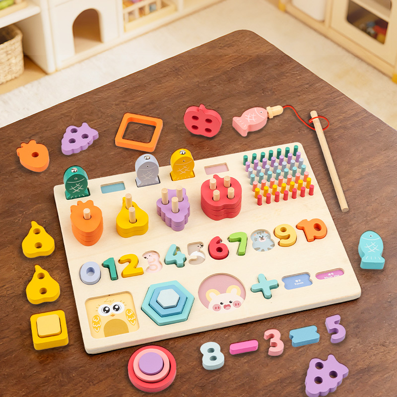 Fishing Equipment For Kids - Wooden Multifunctional Logarithmic Board, Color, Shape,